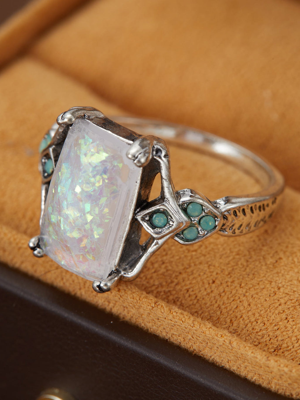 White Opal Silver Ring for Women in Silver by Seeyoura