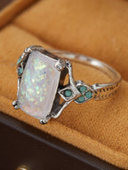 White Opal Silver Ring for Women in Silver by Seeyoura
