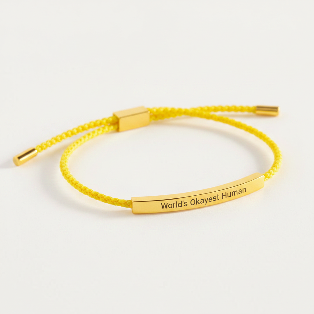 World's Okayest Human Inspire Bracelet in Lemon Yellow, 18-k-rose-gold-plated by Seeyoura