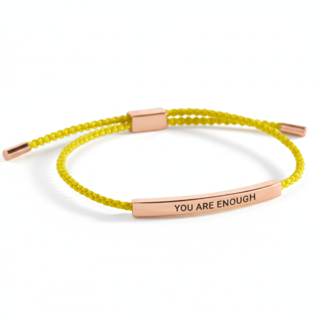 You Are Enough Inspire Bracelet in Lemon Yellow, 18-k-rose-gold-plated by Seeyoura