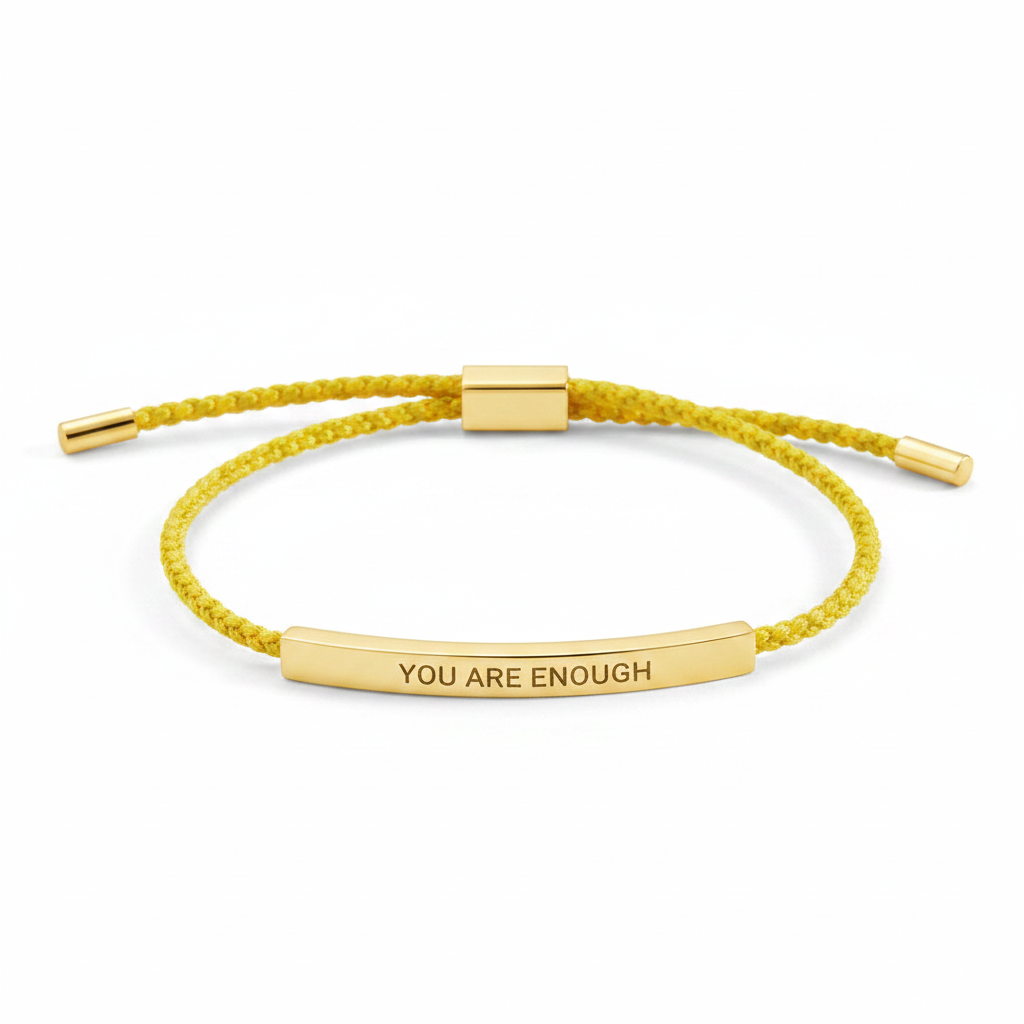 You Are Enough Inspire Bracelet in Lemon Yellow, gold by Seeyoura