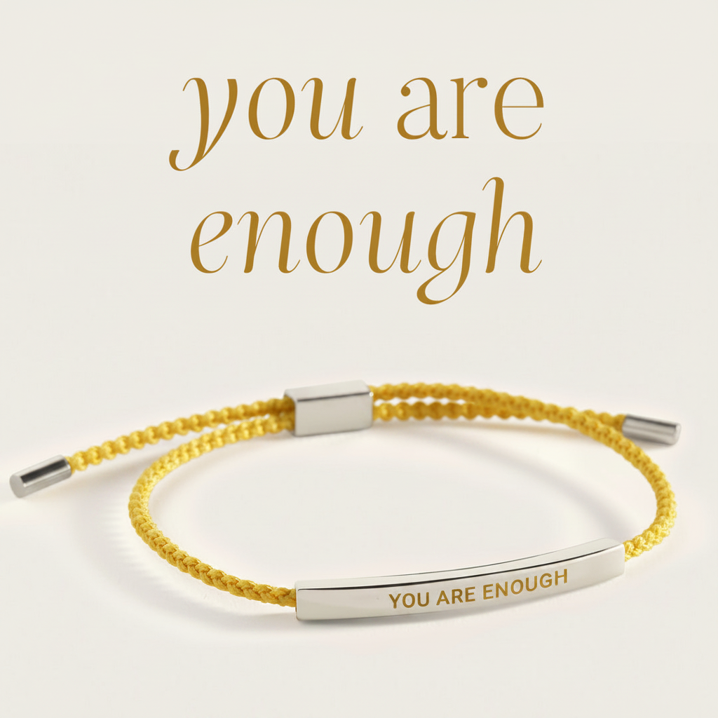 You Are Enough Inspire Bracelet in Lemon Yellow, silver by Seeyoura