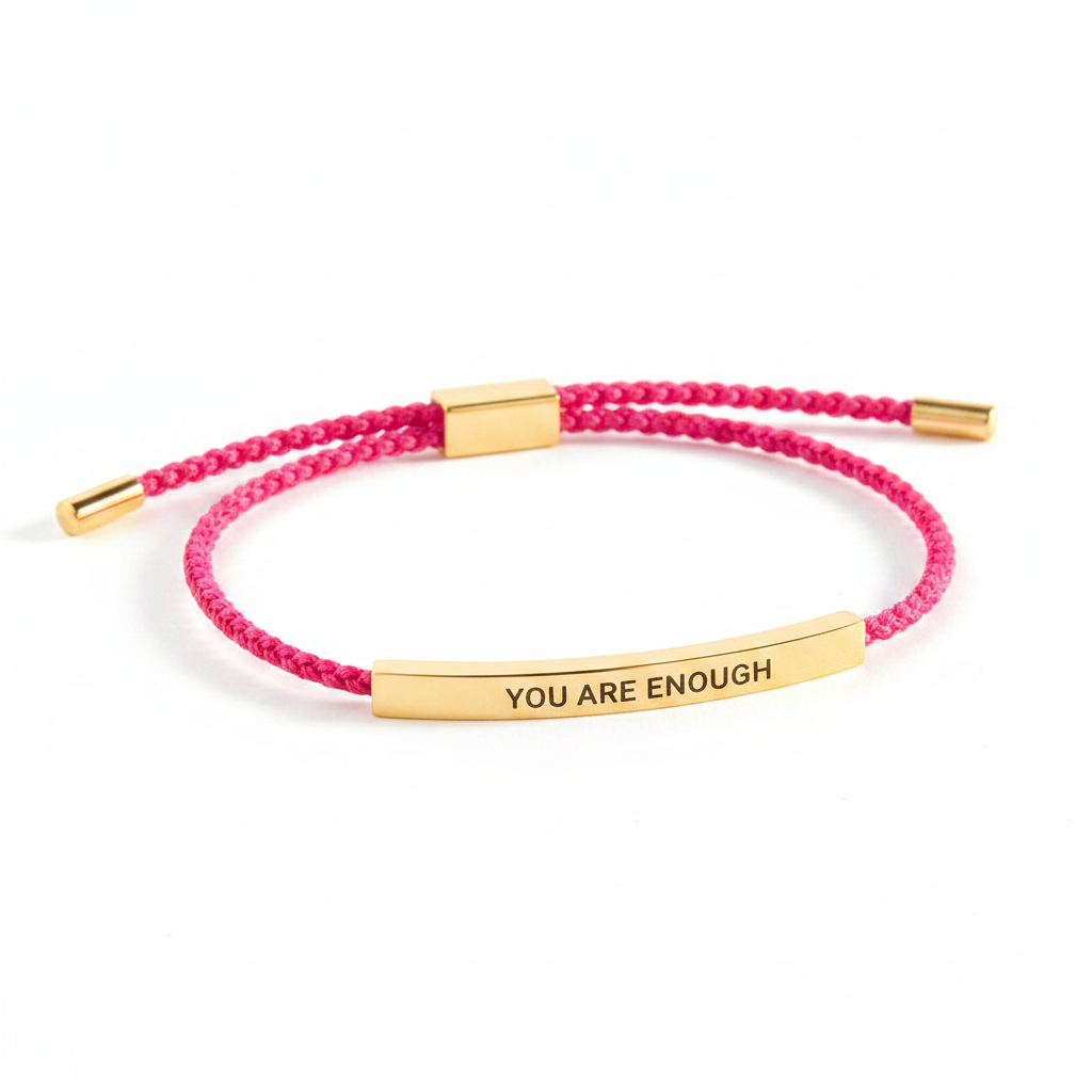 You Are Enough Inspire Bracelet in Pink, gold by Seeyoura