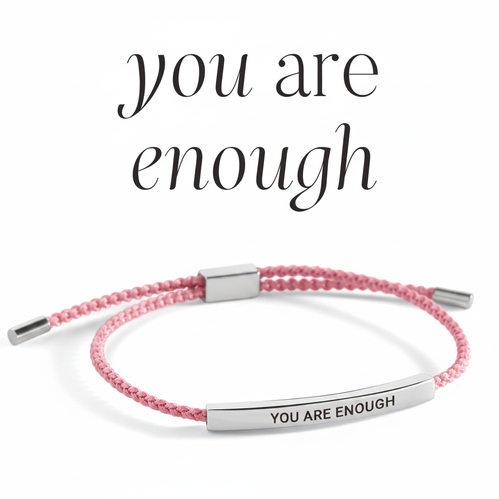 You Are Enough Inspire Bracelet in Pink, silver by Seeyoura
