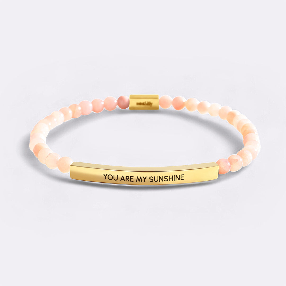 You Are My Sunshine Beaded Inspire Bracelet in gold-plate-and-rose-quartz by Seeyoura