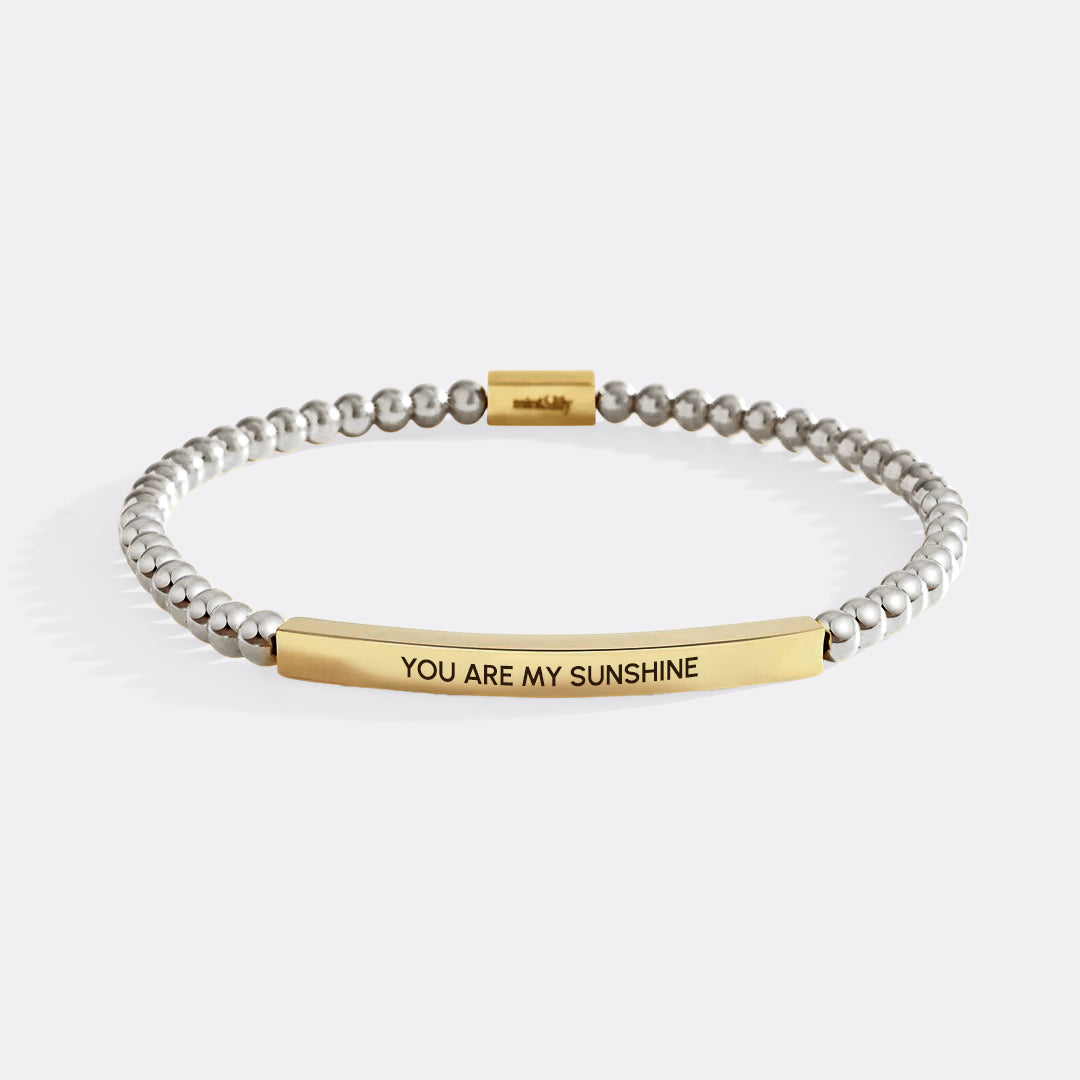 You Are My Sunshine Beaded Inspire Bracelet in gold-plate-with-silver-beads by Seeyoura