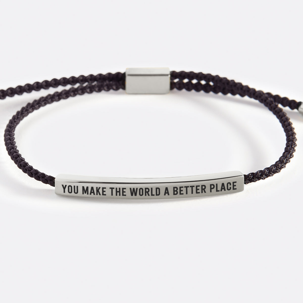 You Make The World A Better Place Inspire Bracelet in Midnight Black, silver by Seeyoura