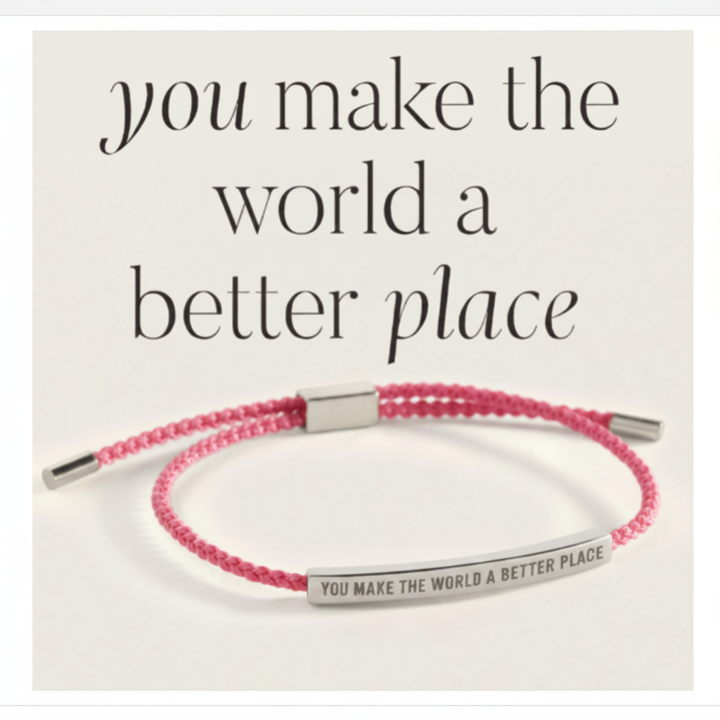 You Make The World A Better Place Inspire Bracelet in Pink, silver by Seeyoura