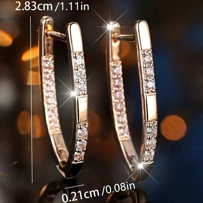 Zirconia Rectangular Hoop Earrings — Champagne by Seeyoura