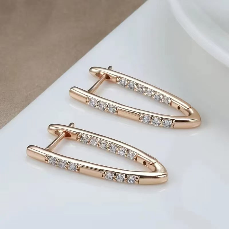 Zirconia Rectangular Hoop Earrings — Champagne by Seeyoura