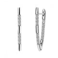 Zirconia Rectangular Hoop Earrings — Silver by Seeyoura
