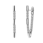 Zirconia Rectangular Hoop Earrings — Silver by Seeyoura