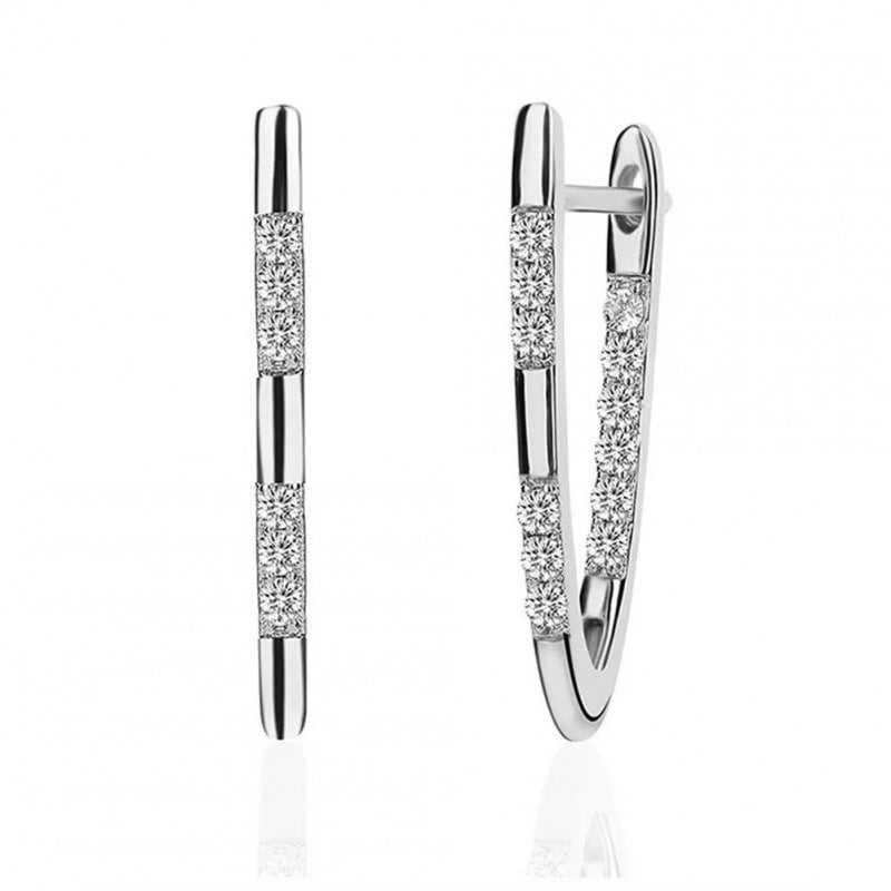 Zirconia Rectangular Hoop Earrings — Silver in silver by Seeyoura
