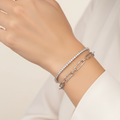 Silver Tennis & Paperclip Bracelet Set — On the Wrist Light